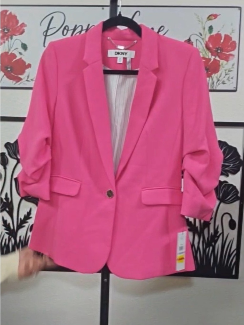 DKNY Bright Pink Single-Button Blazer